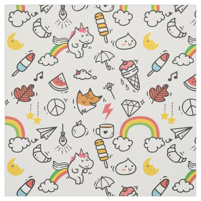Cute Kawaii Pattern fabric (Swatch)