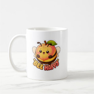 Cute Kawaii Peach Bee Happy Funny Pun Coffee Mug