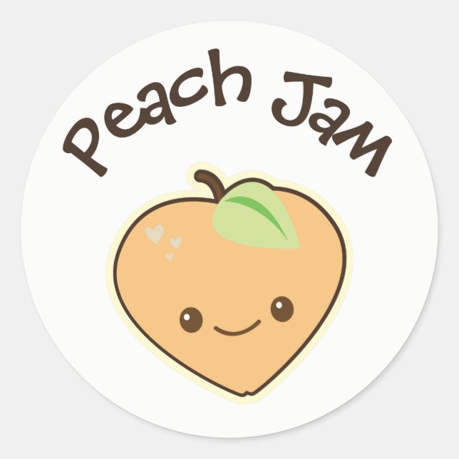 Cute Kawaii Peach Jam Jar Label (Front)