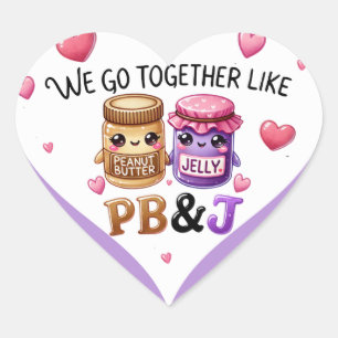 Cute Kawaii Peanut Butter and Jelly Heart Sticker