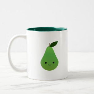 Cute Kawaii Pear Two-Tone Coffee Mug