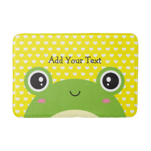 Cute Kawaii Peek-a-Boo Frog Personalised  Bath Mat
