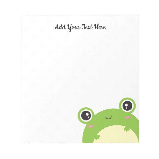 Cute Kawaii Peek-a-Boo Frog Personalised Notepad (Front)