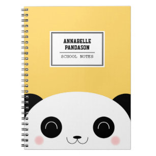 Cute Kawaii Peekaboo Panda Face Personalised Notebook