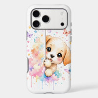 Cute Kawaii Peeking Puppy Magical Pastel Clouds