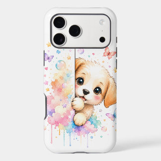 Cute Kawaii Peeking Puppy Magical Pastel Clouds