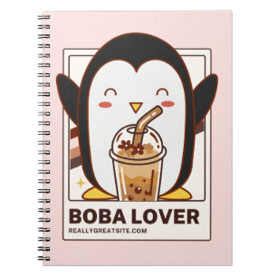 Cute Kawaii Penguin Boba Lover Notebook