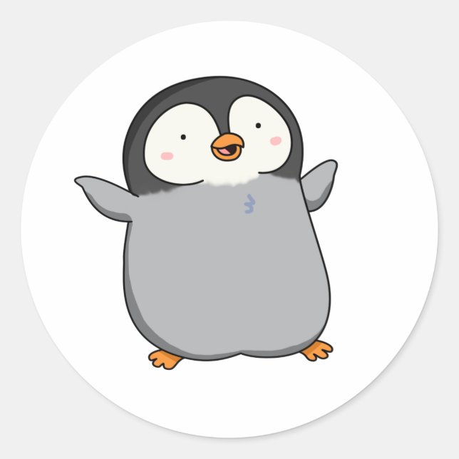 Cute Kawaii Penguin Classic Round Sticker (Front)