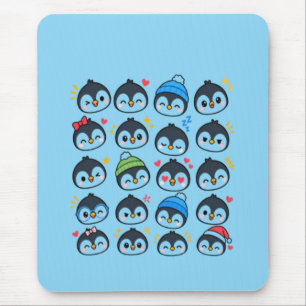 Cute Kawaii Penguin Emoji Pattern Funny Cartoon Ki Mouse Mat