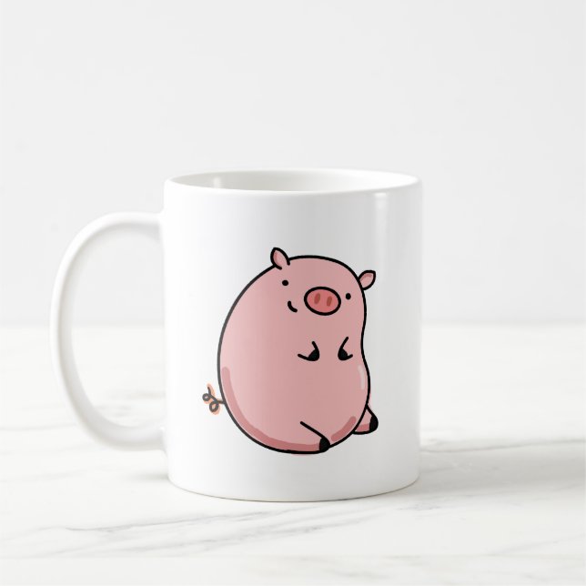Cute Kawaii Pig Coffee Mug (Left)