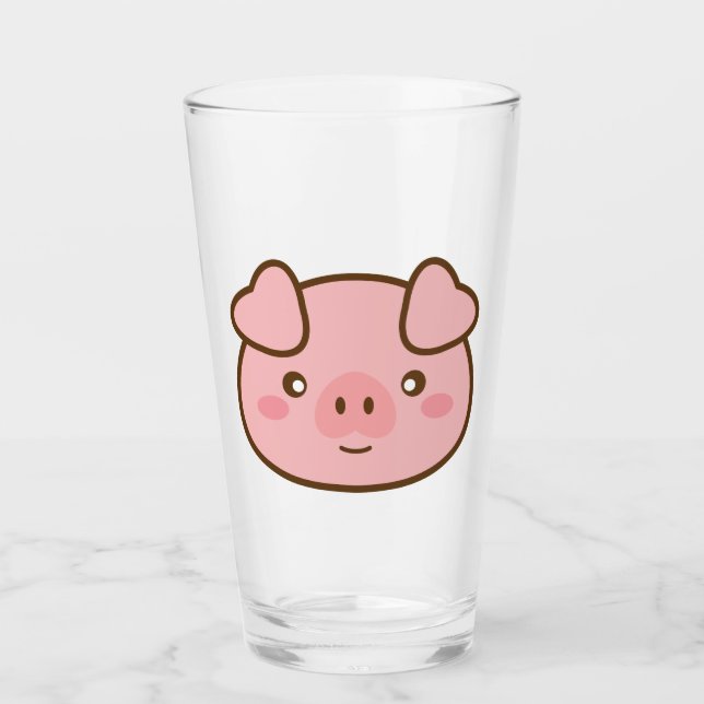 Cute Kawaii Pig Glass (Front)