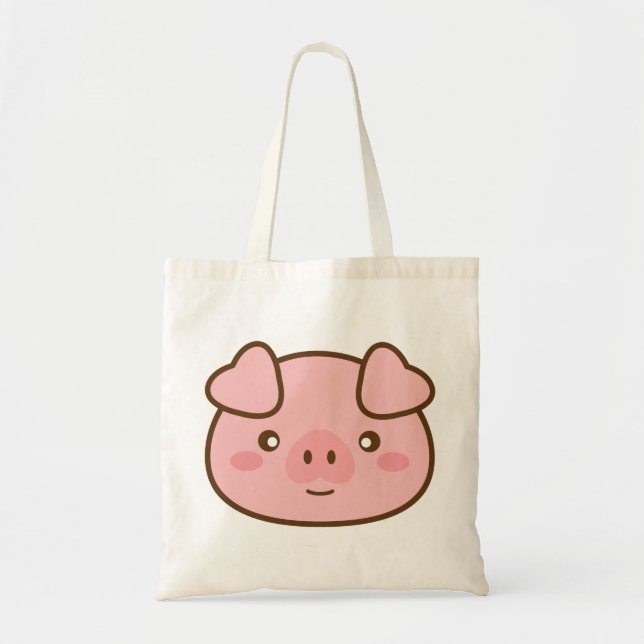 Cute Kawaii Pig Tote Bag (Front)