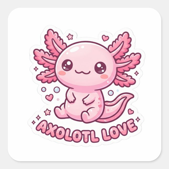 Cute Kawaii Pink Axolotl Sticker (Front)