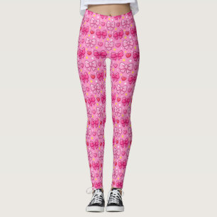 Cute Kawaii Pink Bows Girly Leggings
