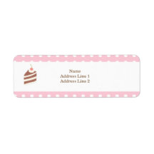 CUTE KAWAII Pink Cake Bakery Return Address Label