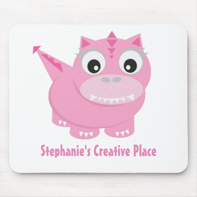 Cute Kawaii Pink Dino Mouse Mat (Front)
