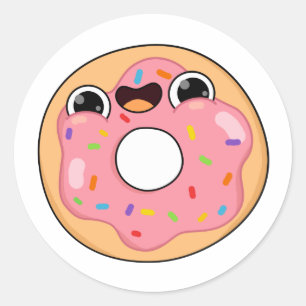 Cute Kawaii Pink Donut Classic Round Sticker