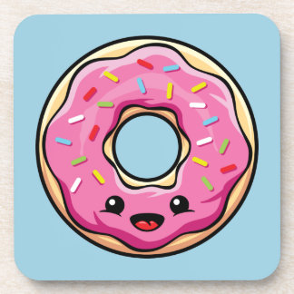 Cute Kawaii Pink Donut Coaster