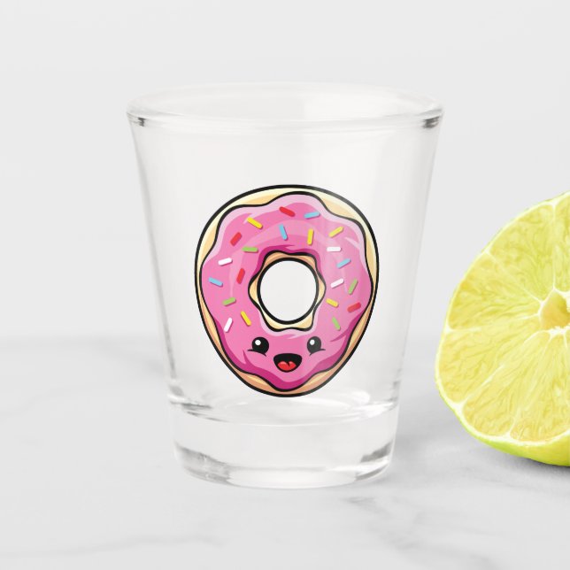 Cute Kawaii Pink Donut Shot Glass (Front)