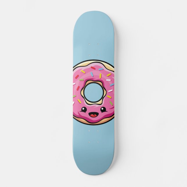 Cute Kawaii Pink Donut Skateboard (Front)