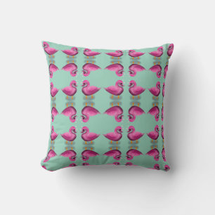 Cute Kawaii Pink Duck & Hearts Nursery Art Cushion