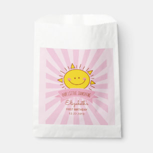 Cute Kawaii Pink Little Sunshine Kids 1st Birthday Favour Bags