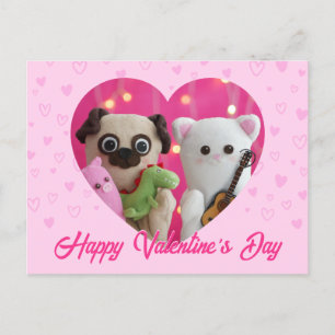 Cute Kawaii Pink Pastel Hearts Valentine’s Day Holiday Postcard