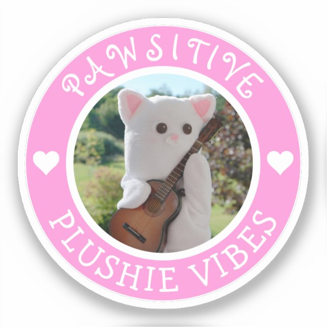 Cute Kawaii Pink Pawsitive Plushie Vibes Photo (Front)