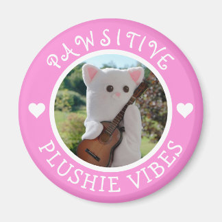 Cute Kawaii Pink Pawsitive Plushie Vibes Photo Magnet