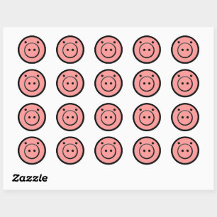 Cute Kawaii Pink Piggy Pig Vector Art Classic Round Sticker