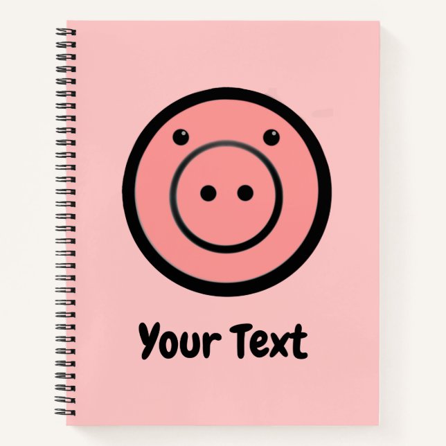 Cute Kawaii Pink Piggy Pig Vector Art Notebook (Front)