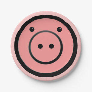Cute Kawaii Pink Piggy Pig Vector Art Paper Plate