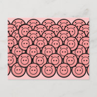 Cute Kawaii Pink Pigs & Piglets Pattern Vector Art