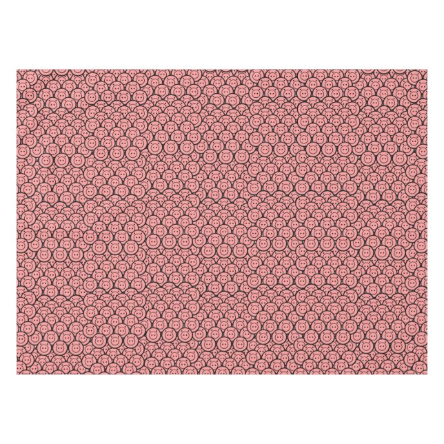 Cute Kawaii Pink Pigs & Piglets Pattern Vector Art Tablecloth (Front (Horizontal))