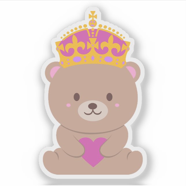 Cute Kawaii Pink Royal Princess Bear (Front)