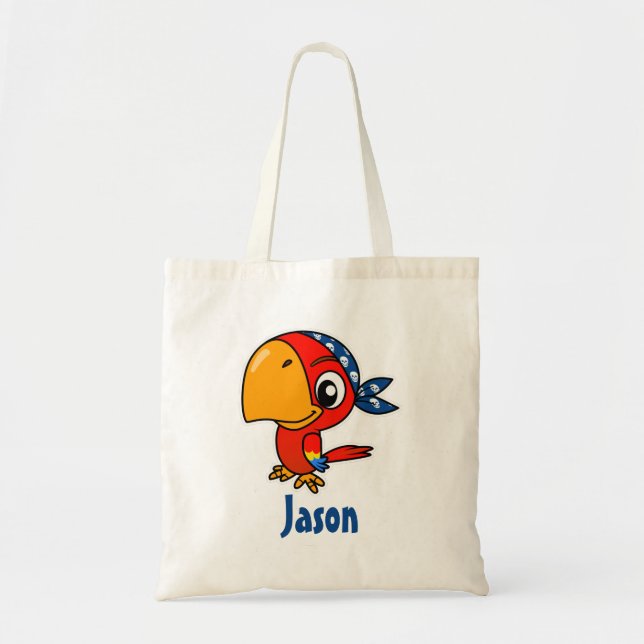 Cute kawaii pirate parrot tote bag (Front)