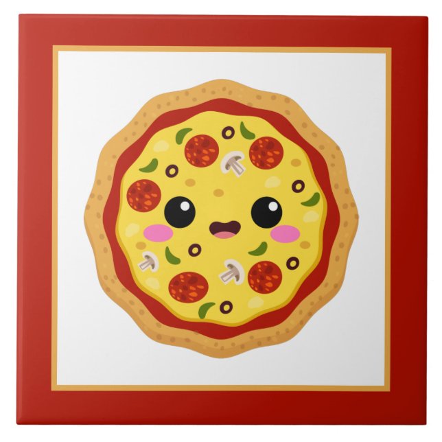 Cute Kawaii pizza lovers home business crafting Tile (Front)