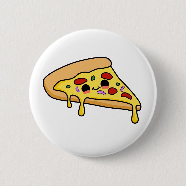 Cute Kawaii Pizza Slice 6 Cm Round Badge (Front)