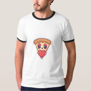 Cute Kawaii Pizza Slice Holding a Heart T-Shirt