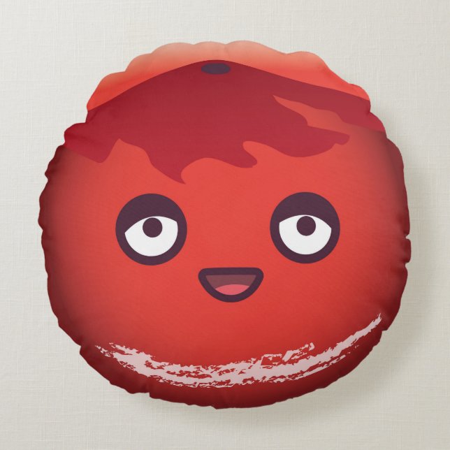 Cute Kawaii Planet Mars Round Cushion (Front)