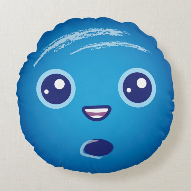 Cute Kawaii Planet Neptune Round Cushion (Front)