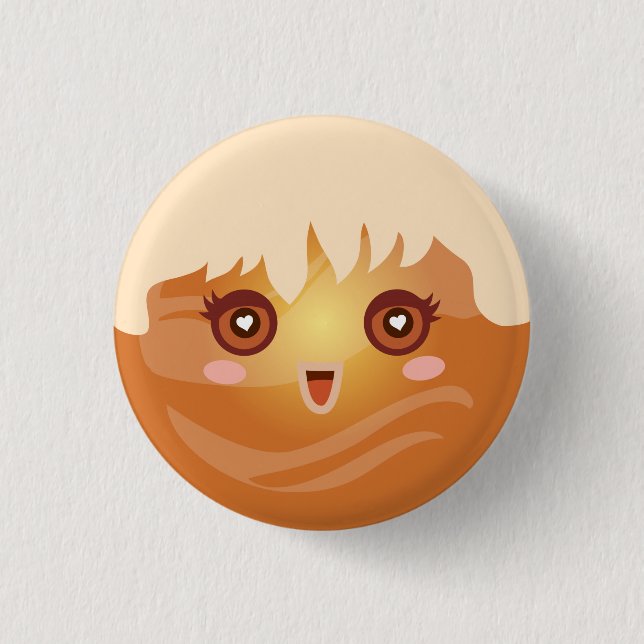 Cute Kawaii Planet Venus Character 3 Cm Round Badge (Front)