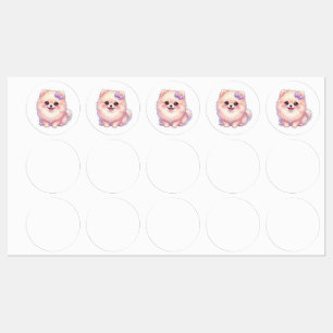 Cute Kawaii Pomeranian Puppy Dog Purple Bow Pastel