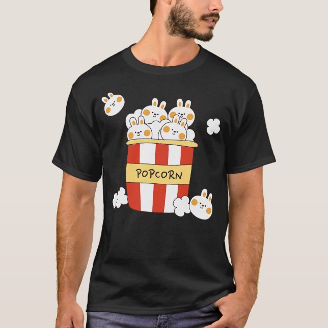 Cute Kawaii Popcorn Cinema Rabbit Bunny Pop Films  T-Shirt (Front)