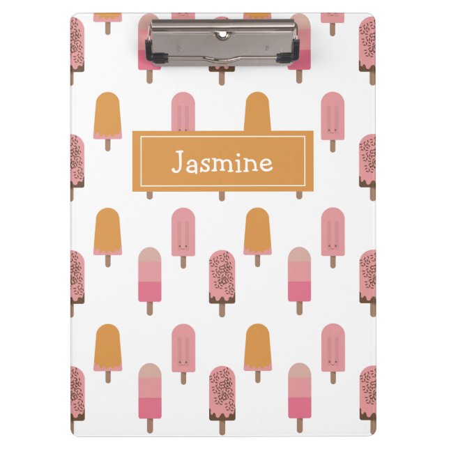 Cute Kawaii Popsicle Iced Pops Lolly Summer Treats Clipboard (Front)