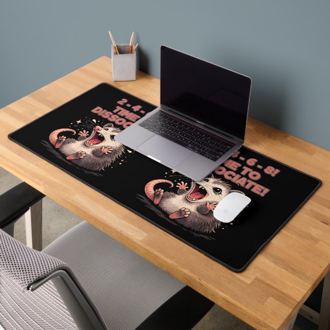 Cute Kawaii Possum Time to Dissociate Funny Design Desk Mat (Office 2)