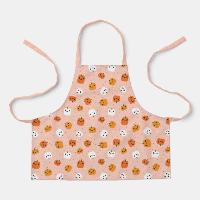 Cute Kawaii Pumpkin Faces Pattern Apron (Front)