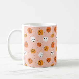 Cute Kawaii Pumpkin Faces Pattern Coffee Mug