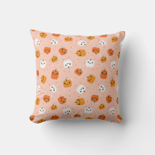 Cute Kawaii Pumpkin Faces Pattern Cushion
