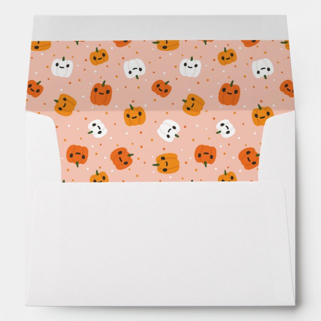 Cute Kawaii Pumpkin Faces Pattern Envelope (Back (Bottom))